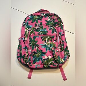 Vera Bradley Campus Backpack in the Tropical Paradise pattern pink green